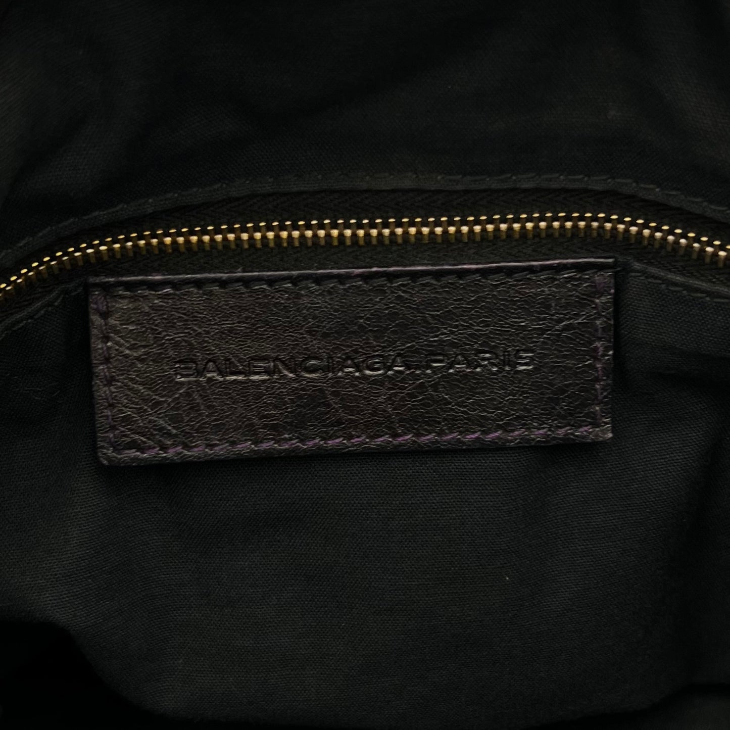 Balenciaga Black Leather Purple Stitching Giant 12 Velo Bag GHW