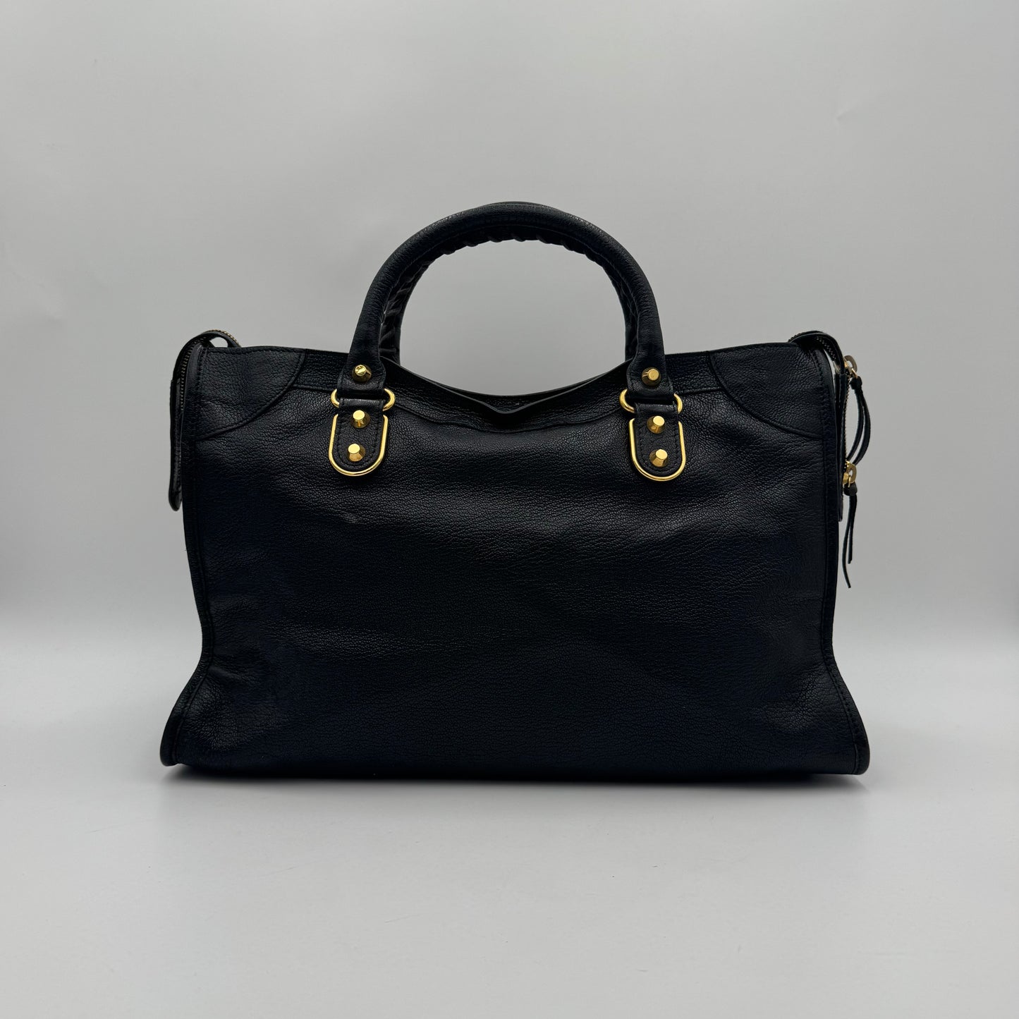 Balenciaga Black Chevre Leather Metallic Edge City GHW