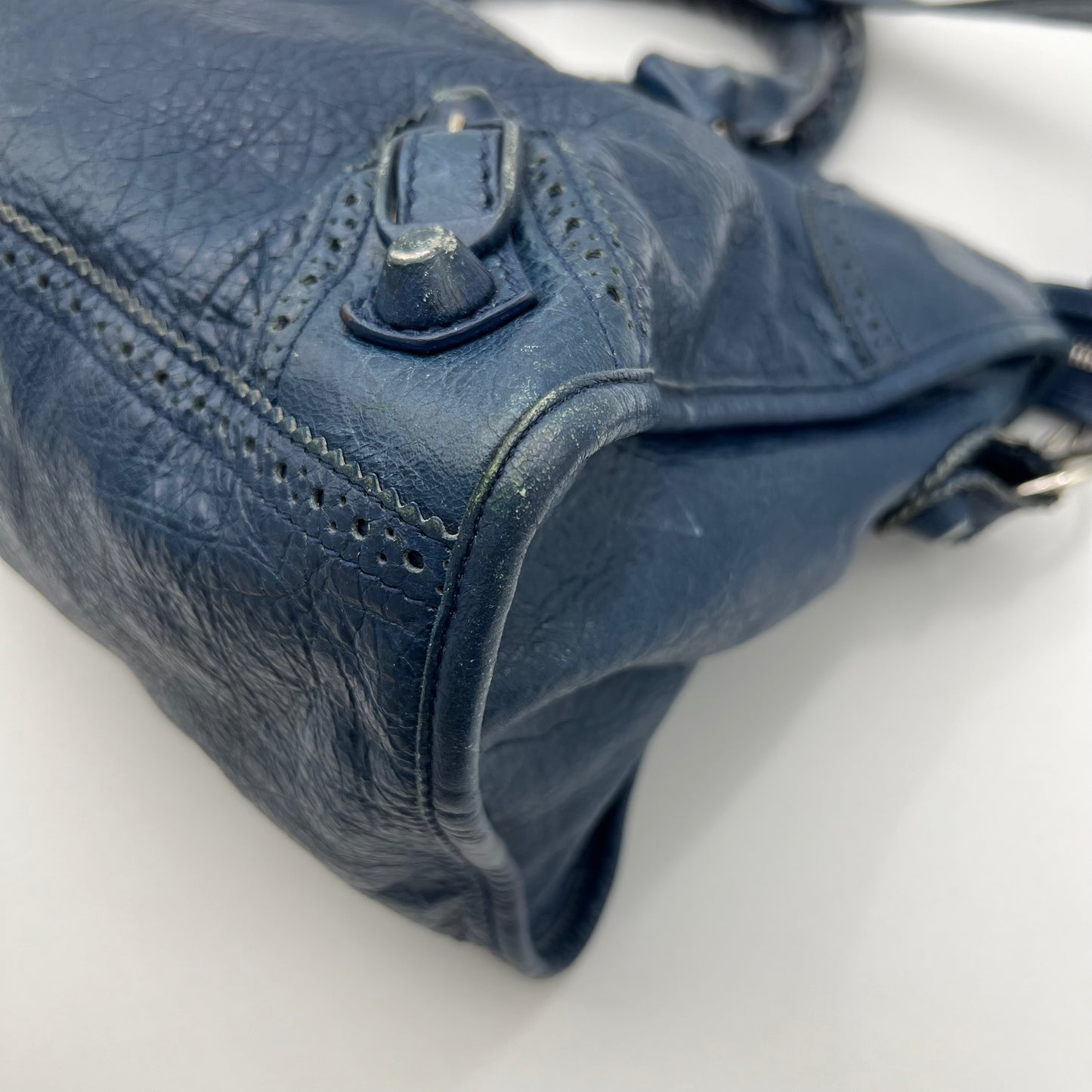 Balenciaga Navy Blue Leather Giant Brogues Part Time Bag
