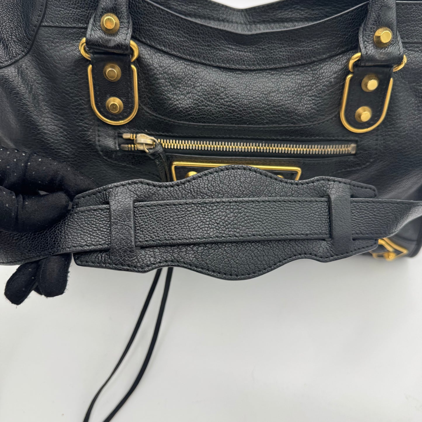 Balenciaga Black Chevre Leather Metallic Edge City GHW