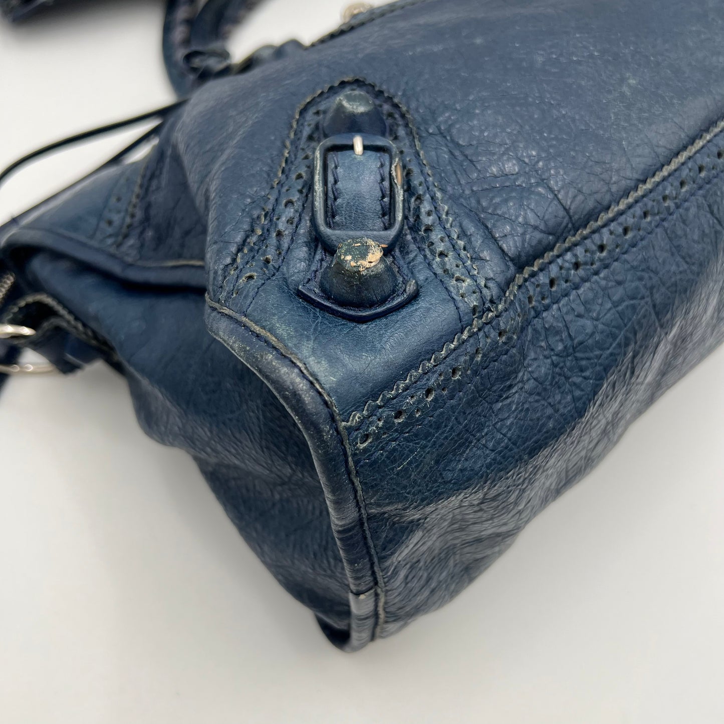 Balenciaga Navy Blue Leather Giant Brogues Part Time Bag