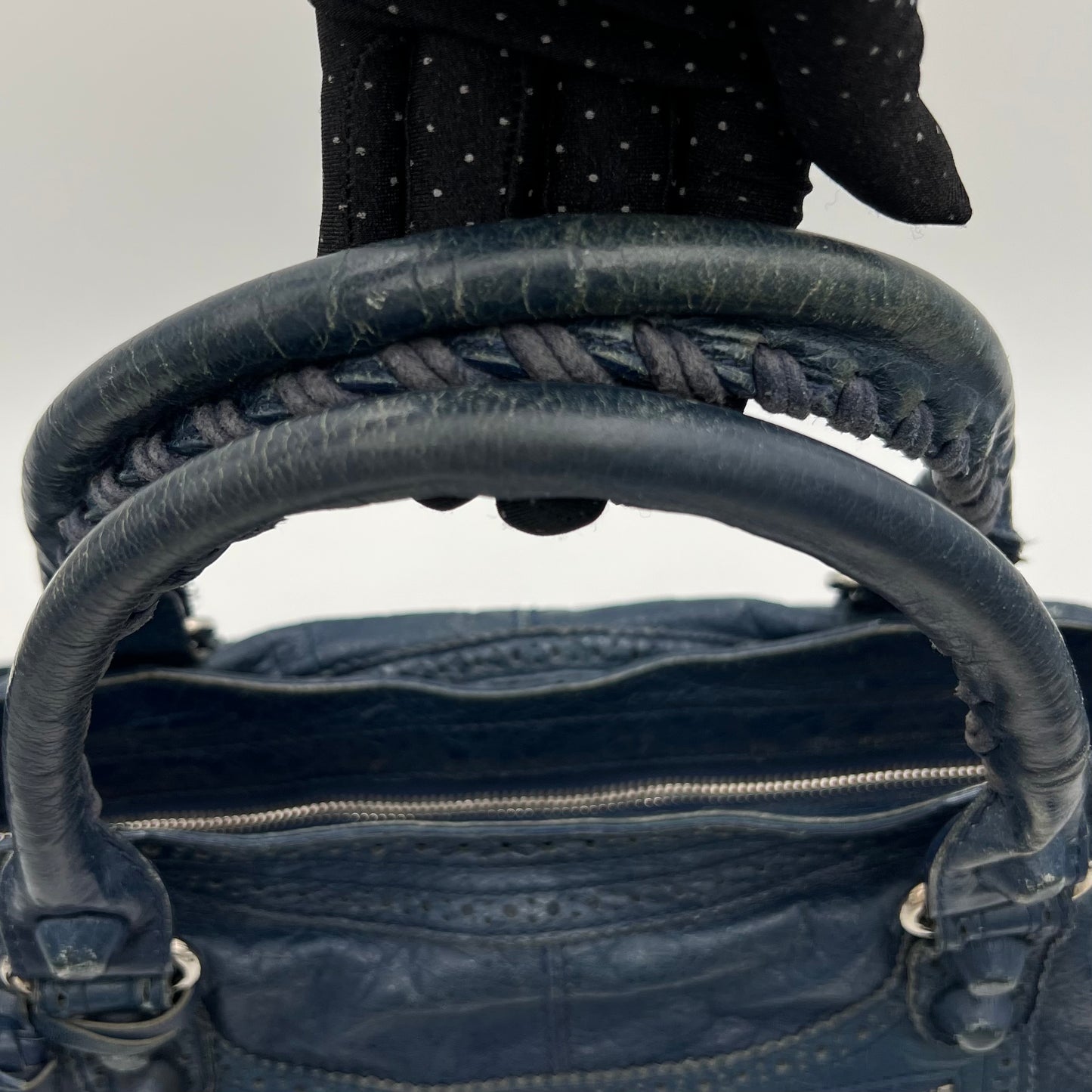 Balenciaga Navy Blue Leather Giant Brogues Part Time Bag