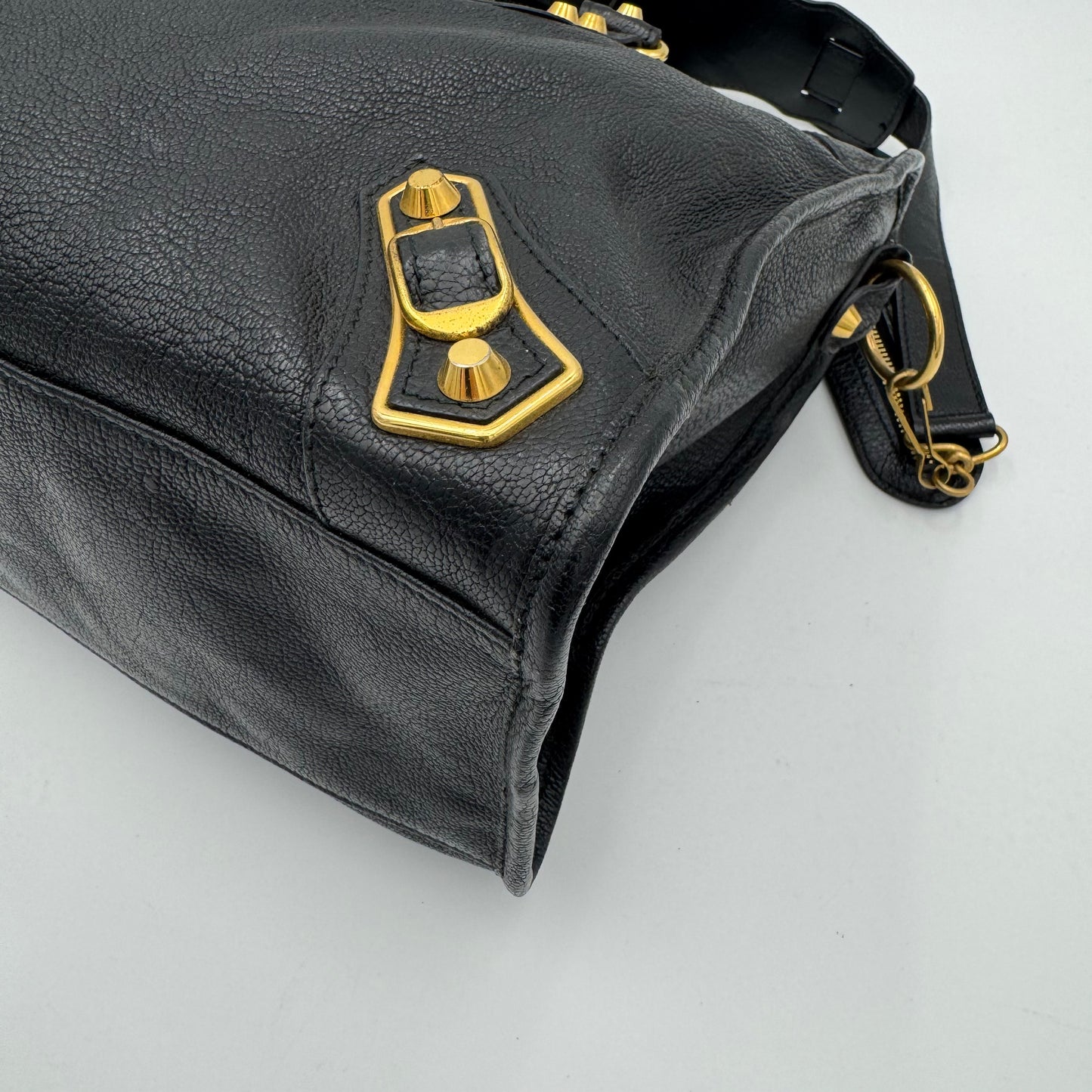 Balenciaga Black Chevre Leather Metallic Edge City GHW
