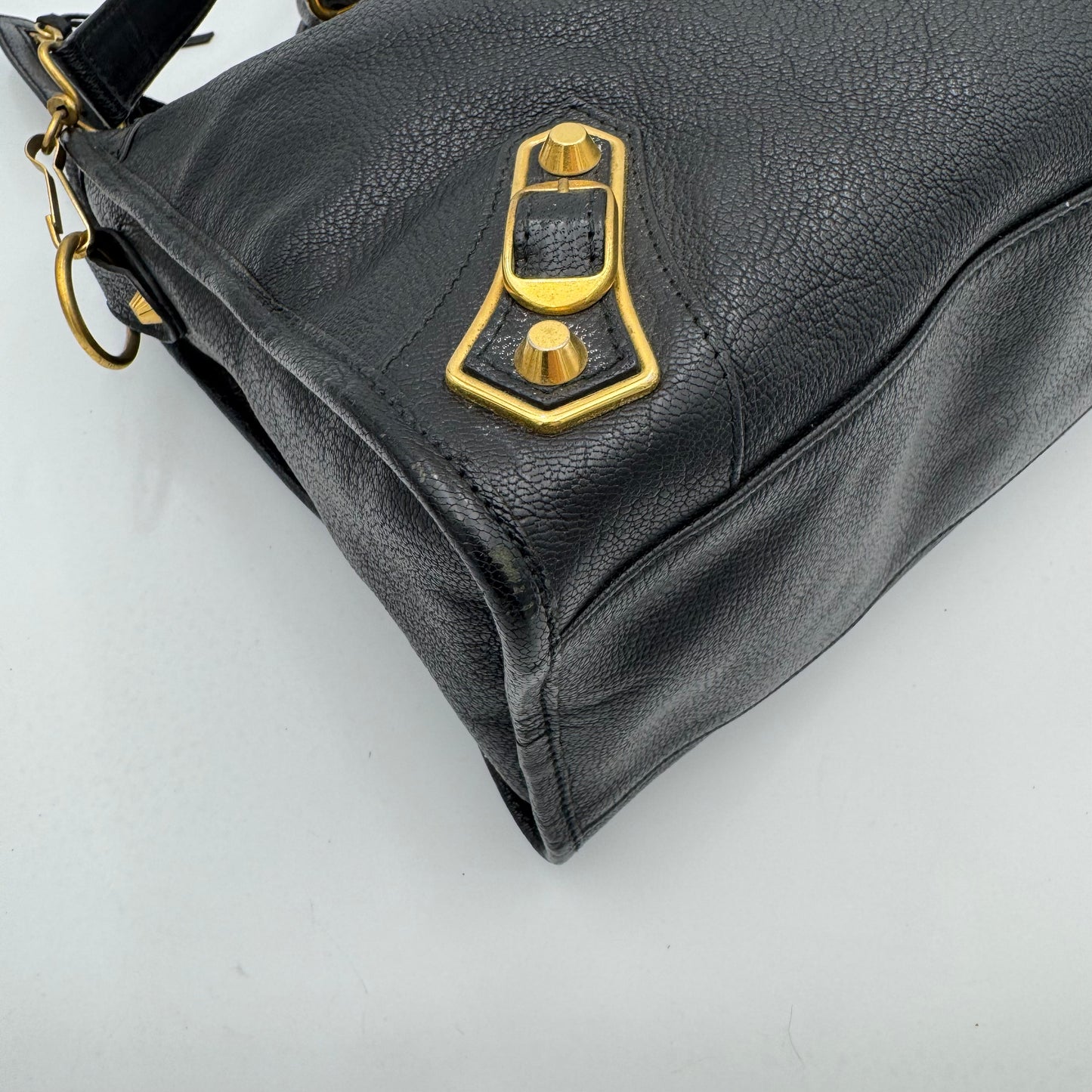 Balenciaga Black Chevre Leather Metallic Edge City GHW