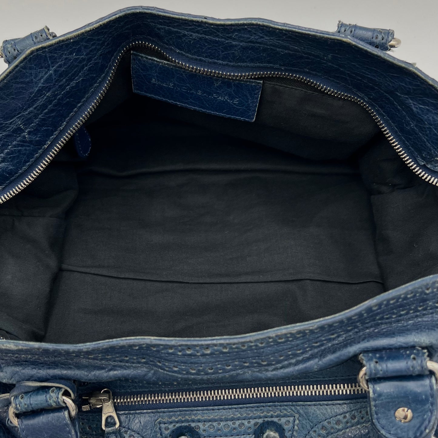 Balenciaga Navy Blue Leather Giant Brogues Part Time Bag