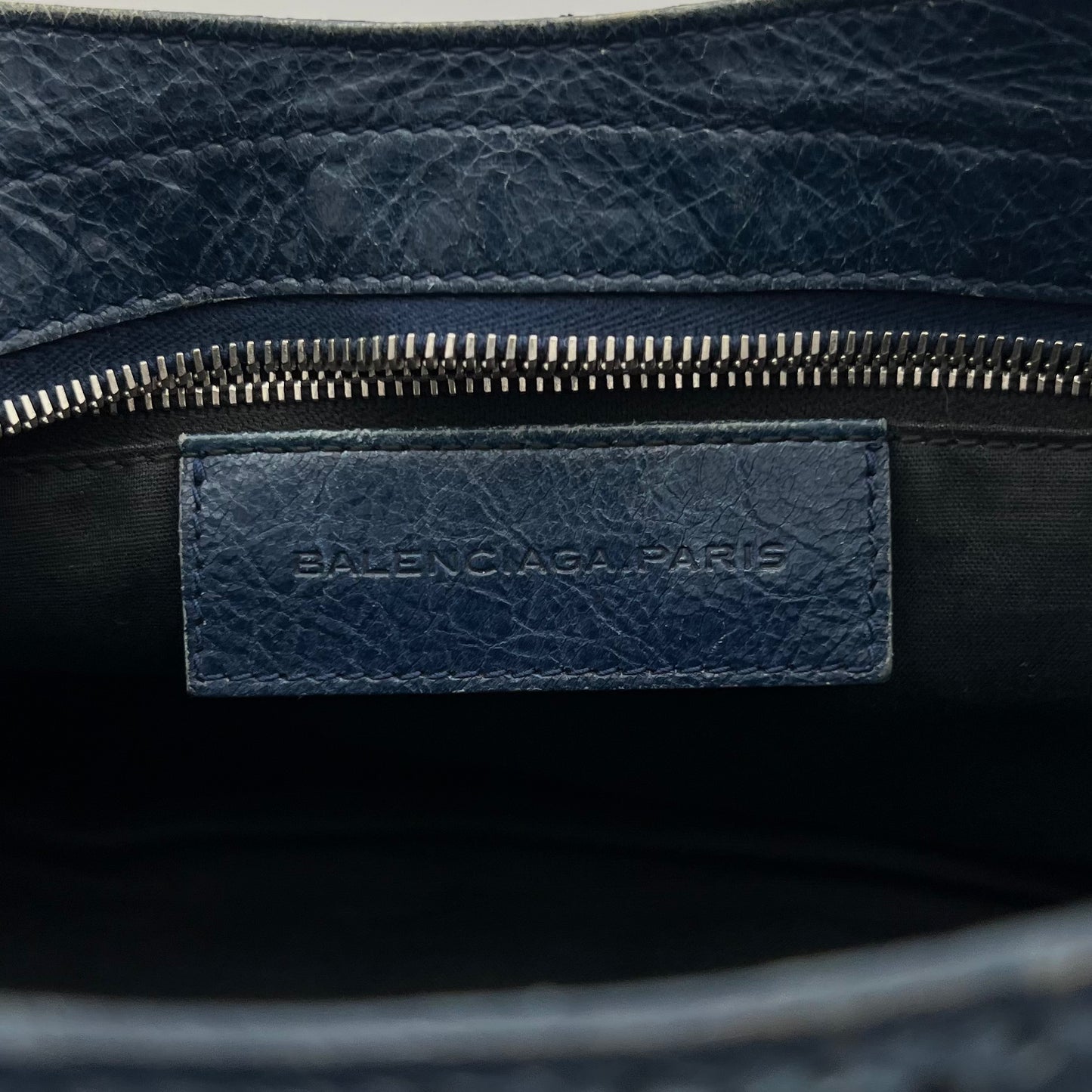 Balenciaga Navy Blue Leather Giant Brogues Part Time Bag