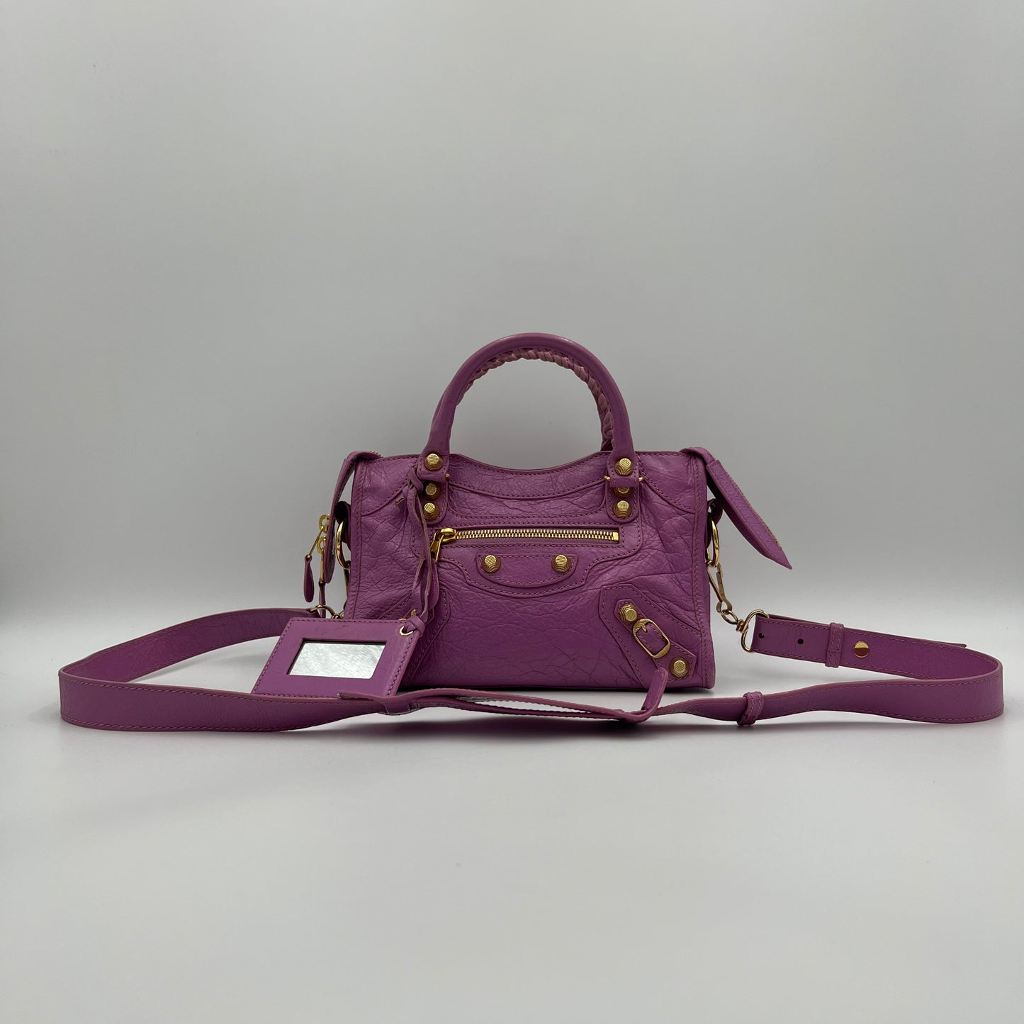 Balenciaga Pink Purple Leather Giant 12 Mini City GHW