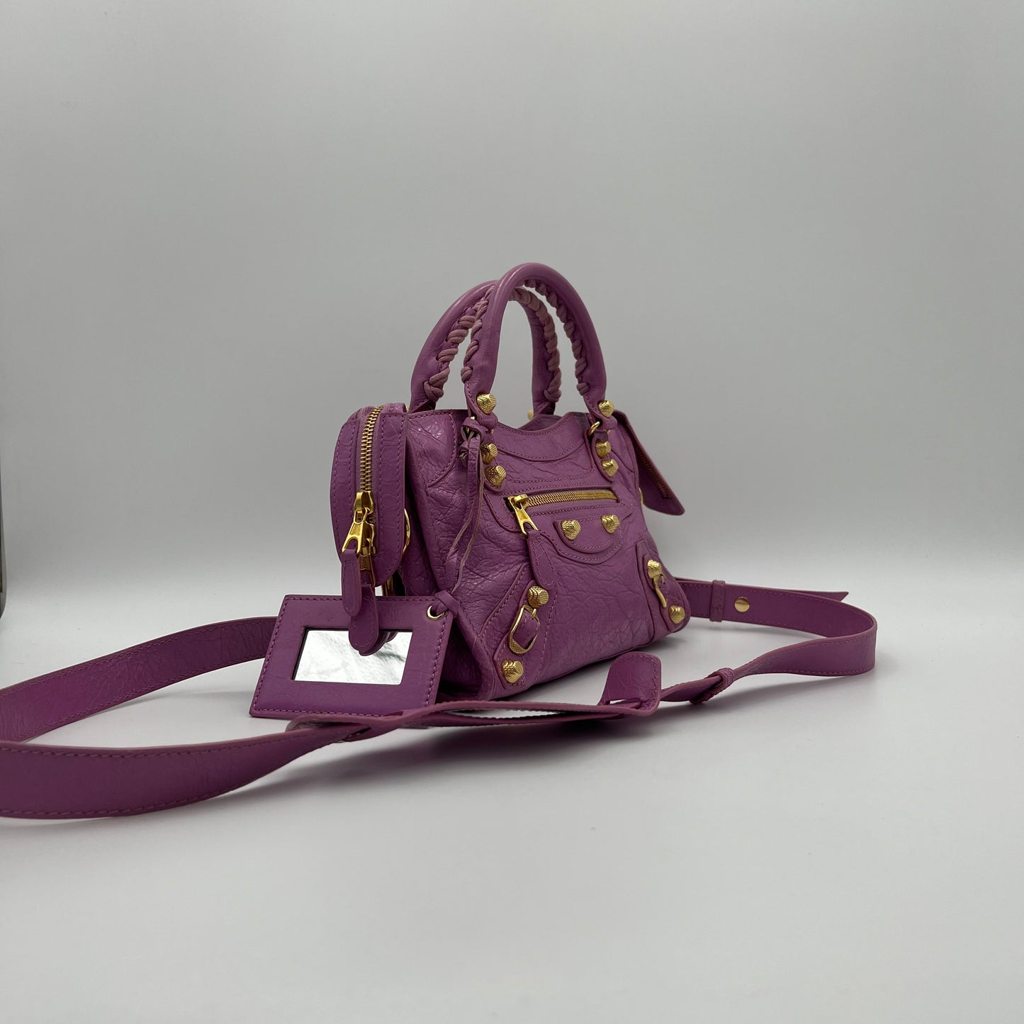 Balenciaga Pink Purple Leather Giant 12 Mini City GHW