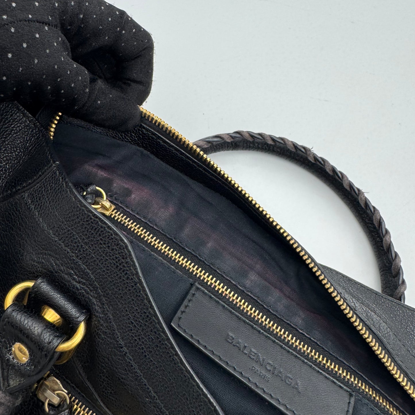 Balenciaga Black Chevre Leather Metallic Edge City GHW