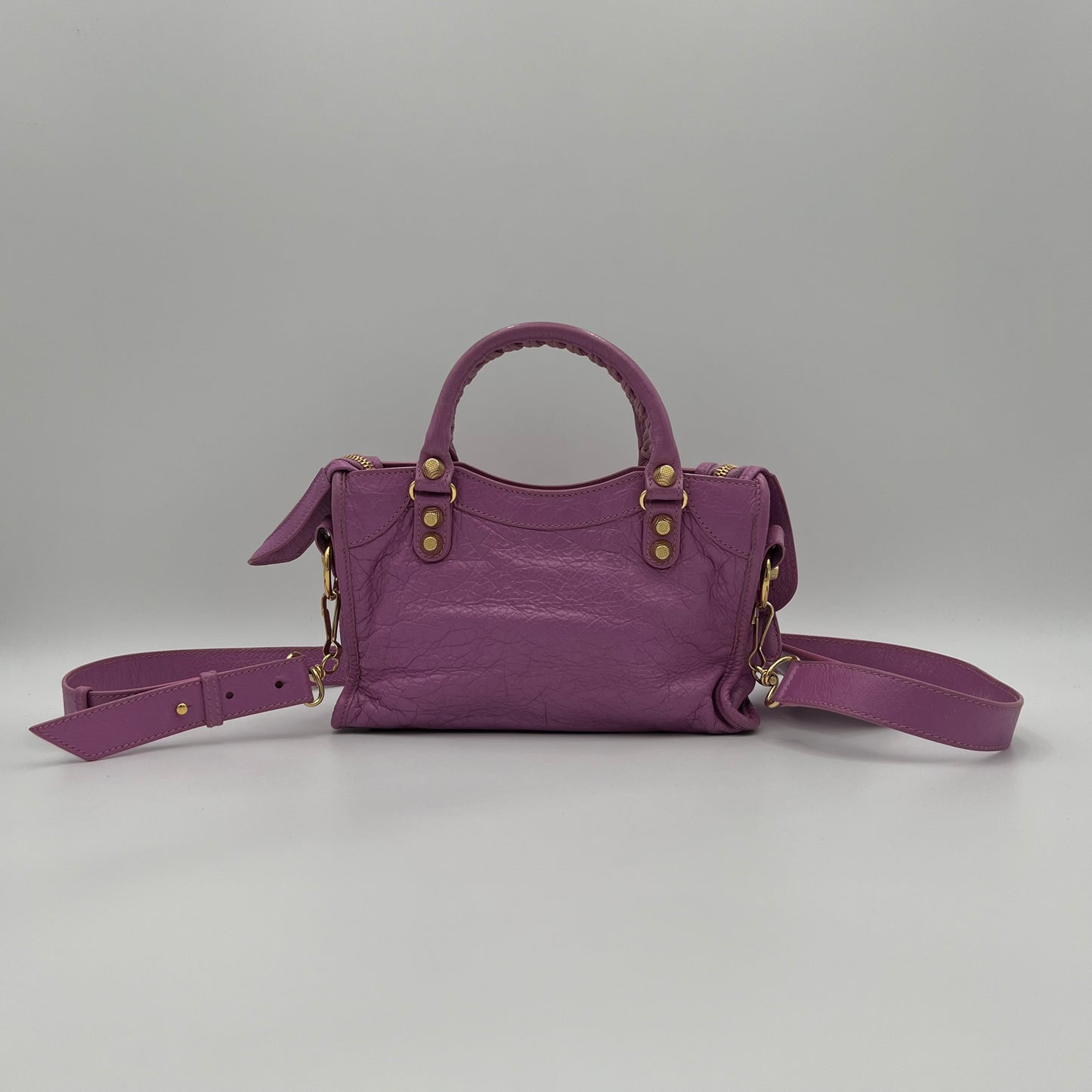 Balenciaga Pink Purple Leather Giant 12 Mini City GHW