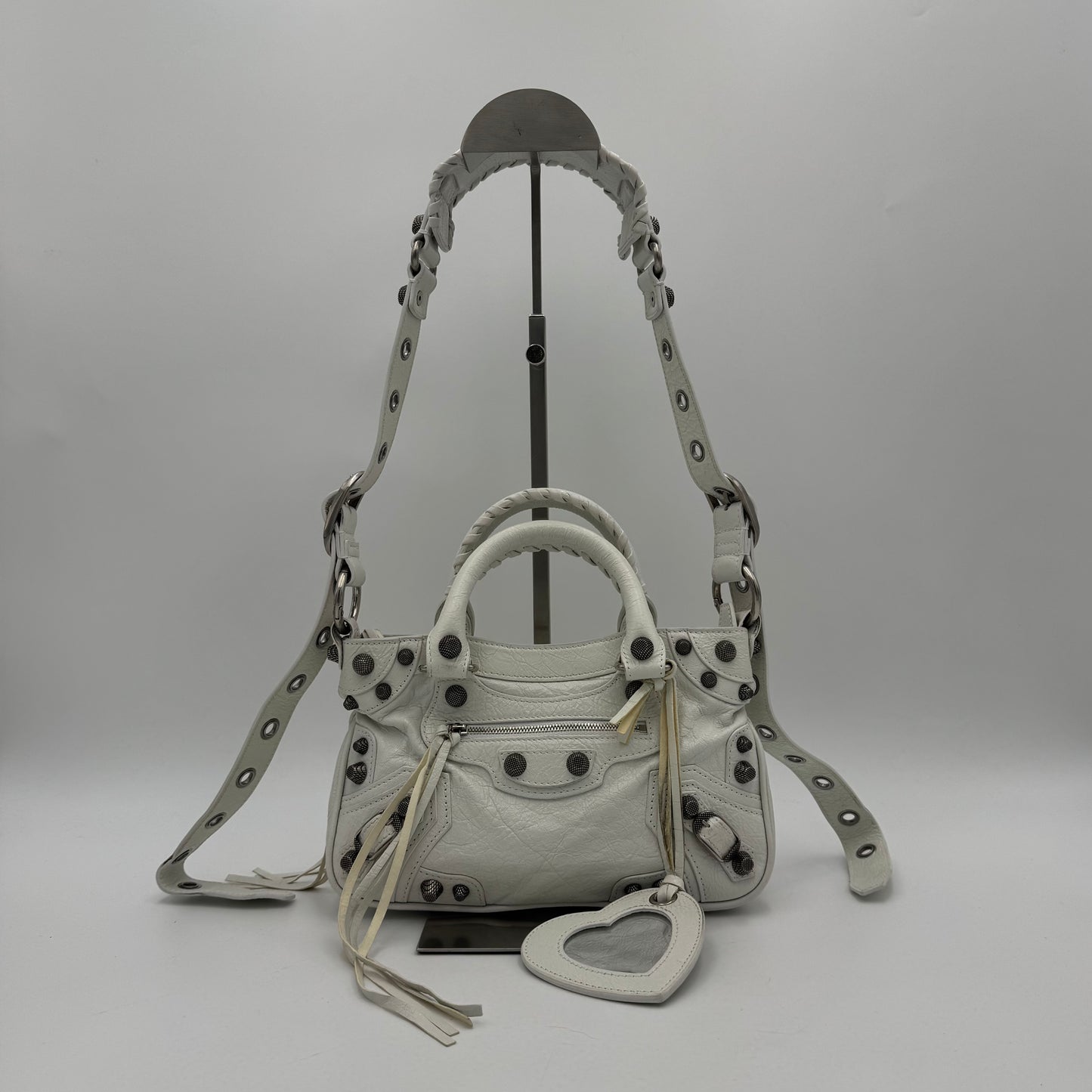Balenciaga White Leather Small Neo Cagole SHW