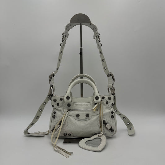 Balenciaga White Leather Small Neo Cagole SHW