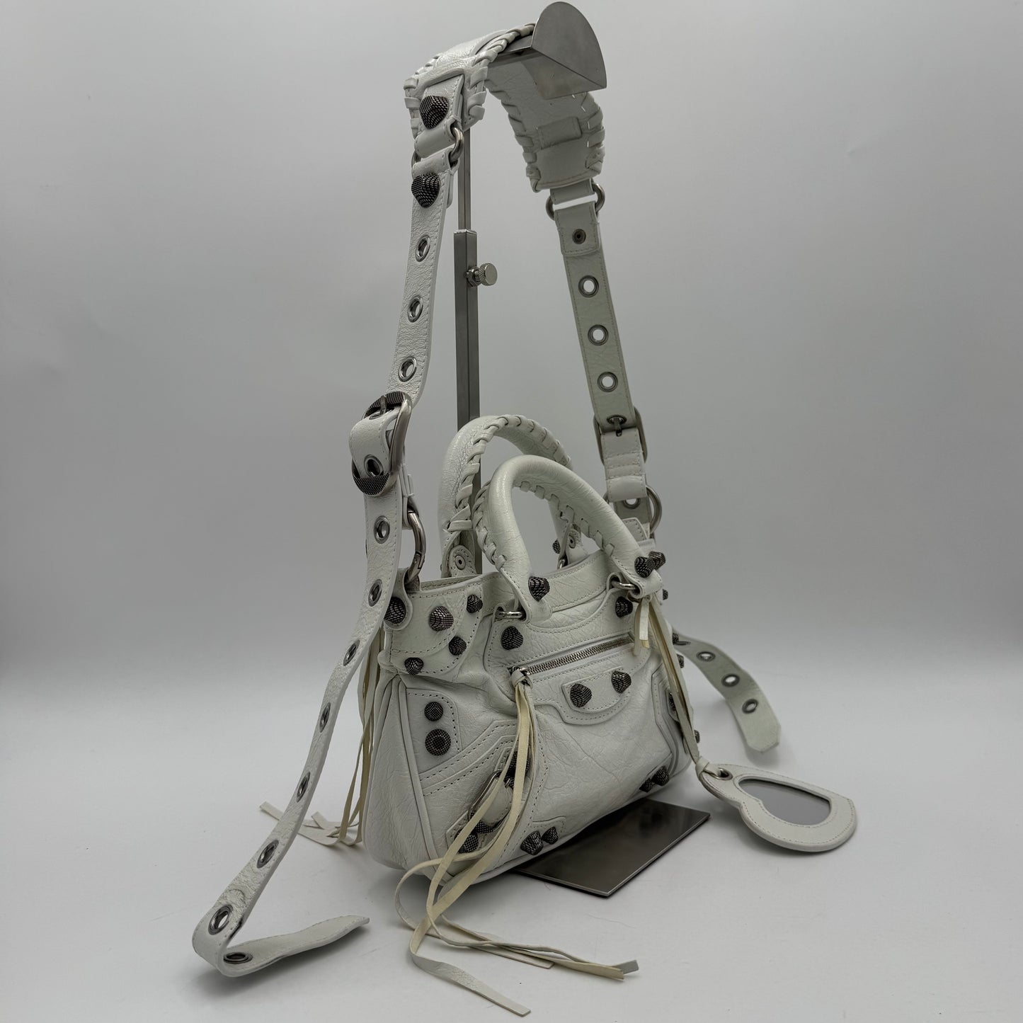 Balenciaga White Leather Small Neo Cagole SHW