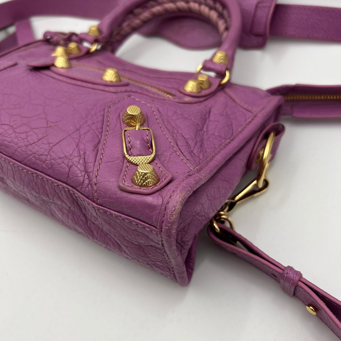 Balenciaga Pink Purple Leather Giant 12 Mini City GHW