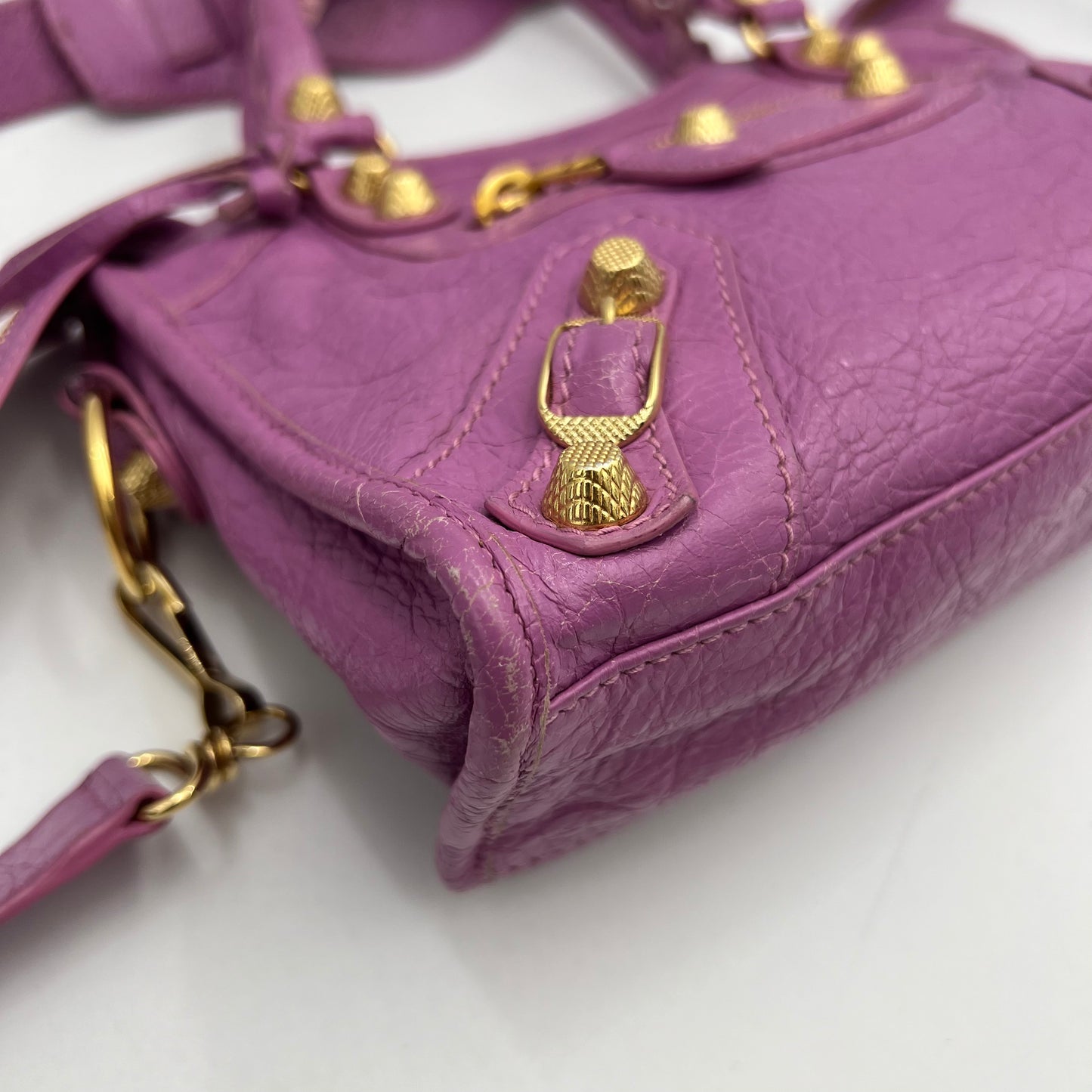 Balenciaga Pink Purple Leather Giant 12 Mini City GHW