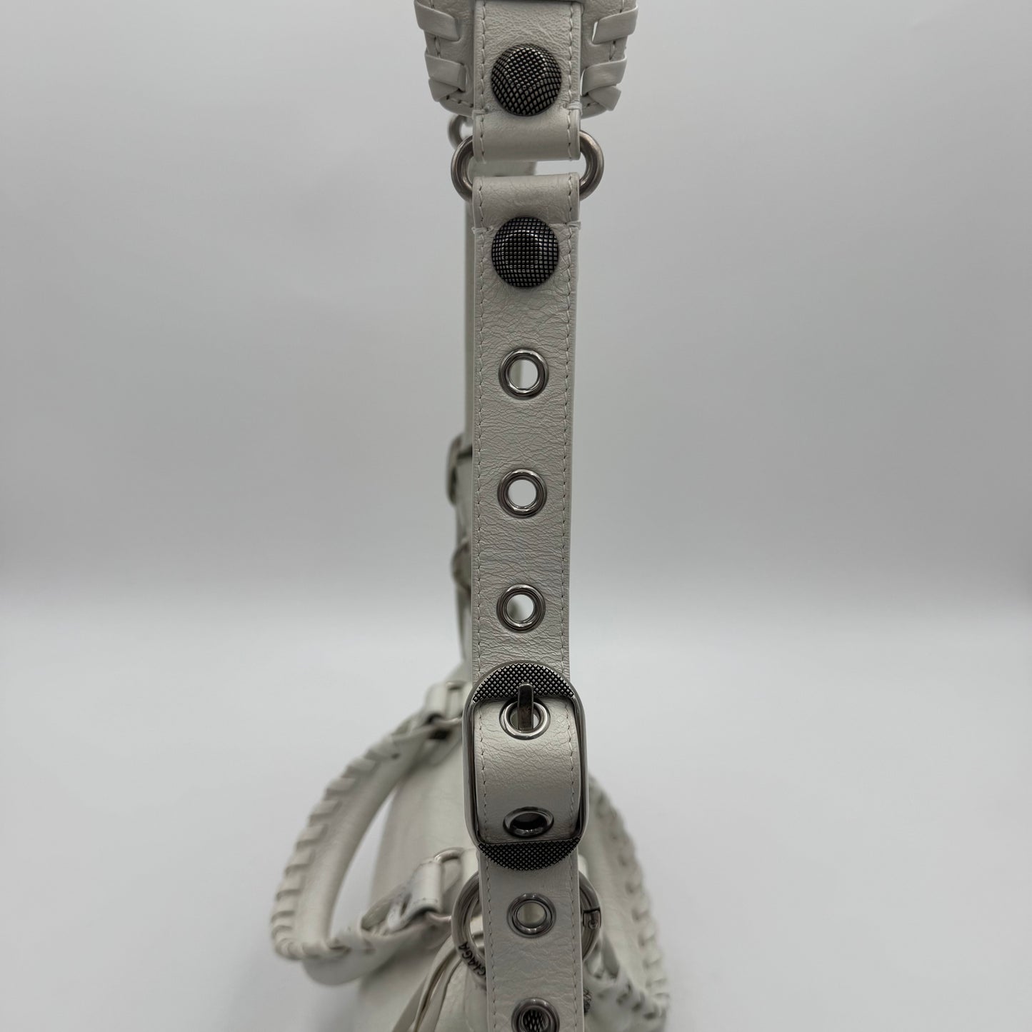 Balenciaga White Leather Small Neo Cagole SHW