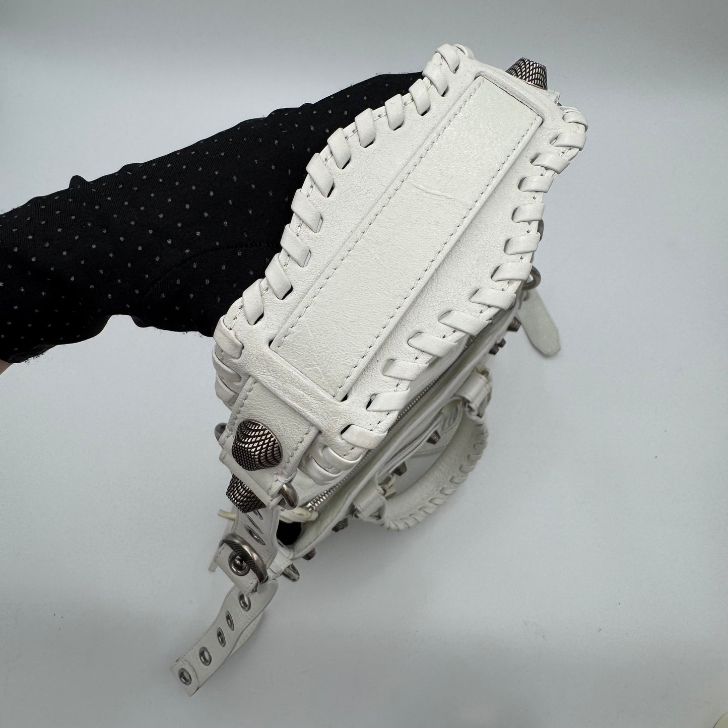 Balenciaga White Leather Small Neo Cagole SHW