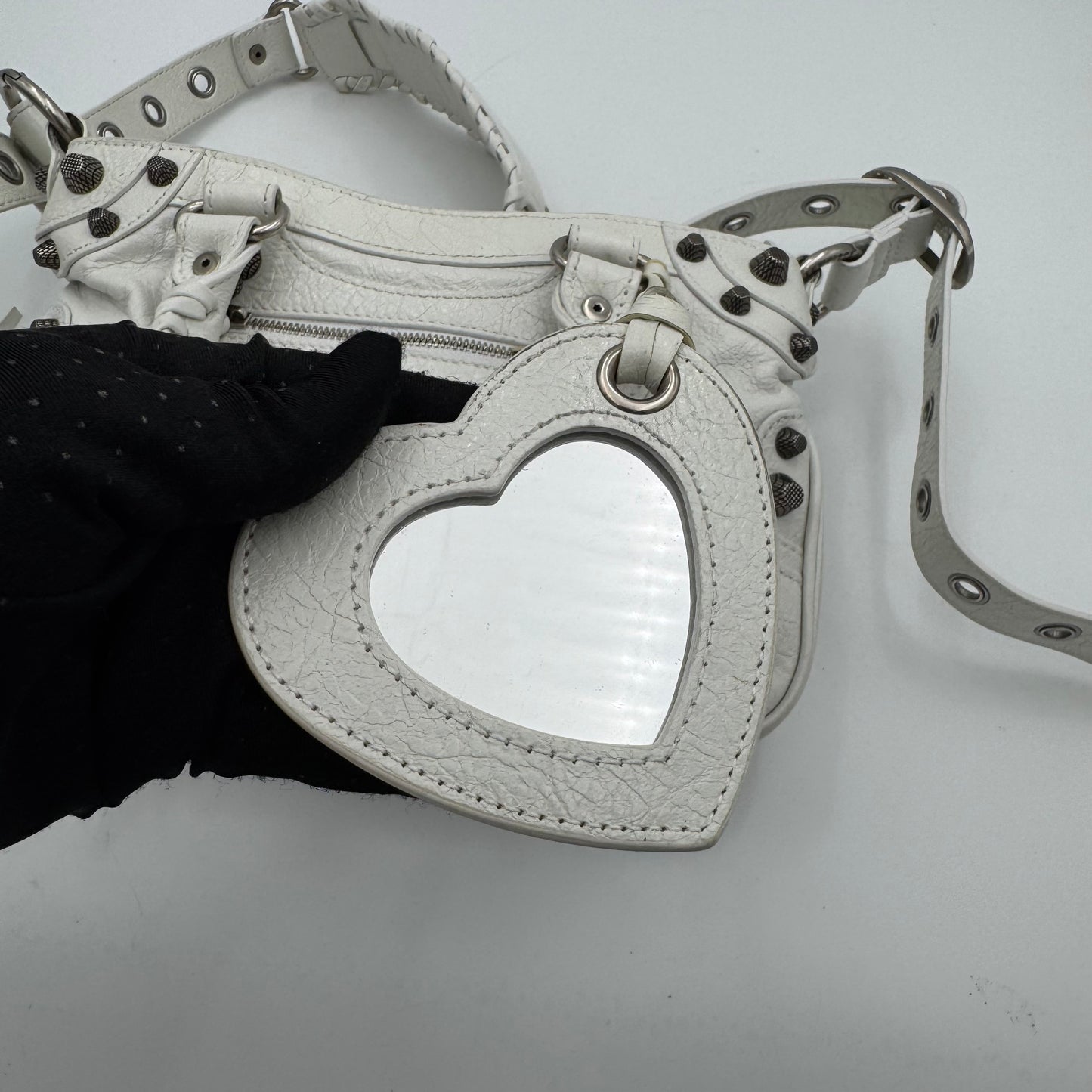 Balenciaga White Leather Small Neo Cagole SHW