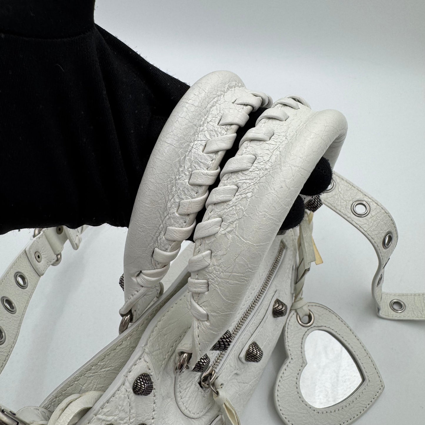 Balenciaga White Leather Small Neo Cagole SHW
