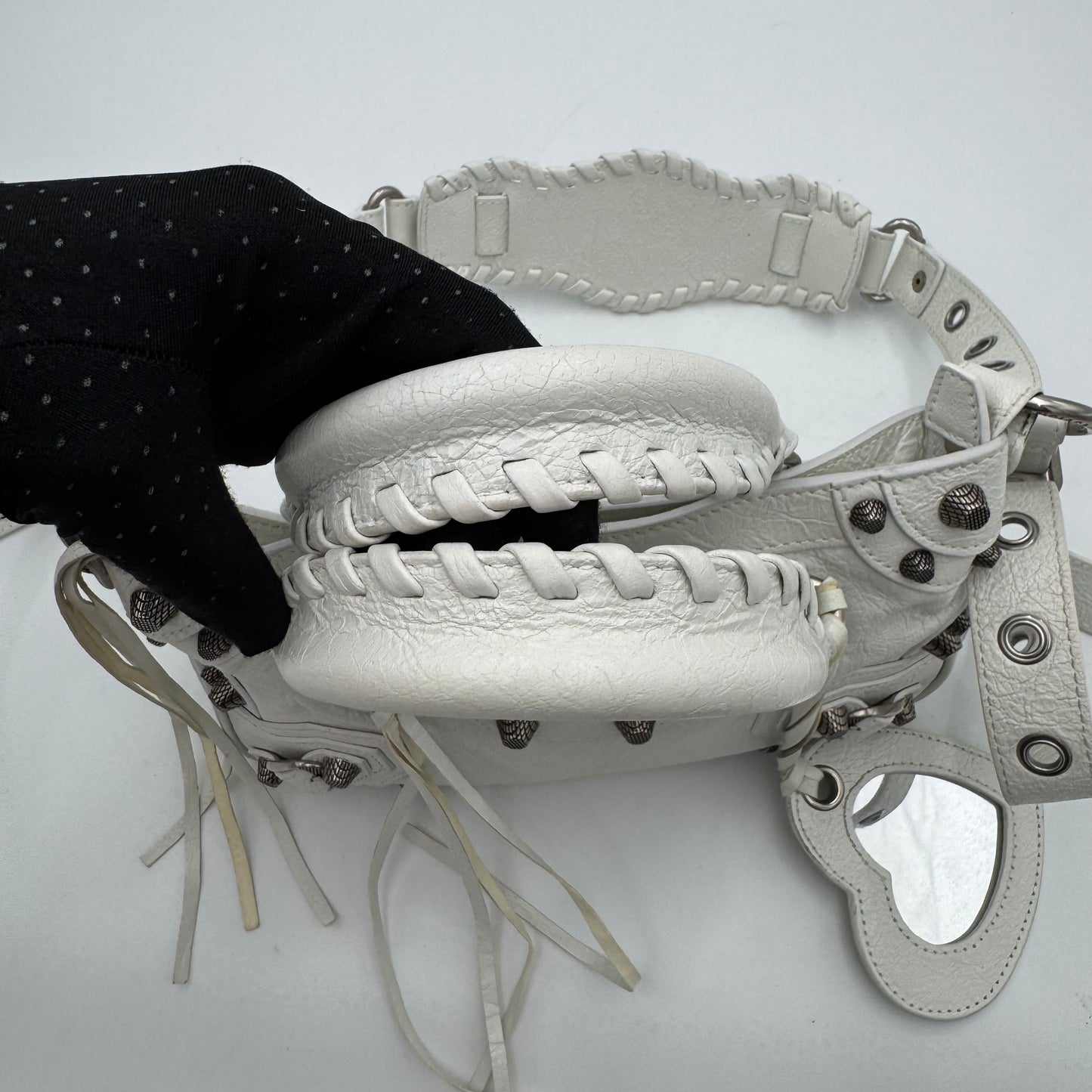 Balenciaga White Leather Small Neo Cagole SHW