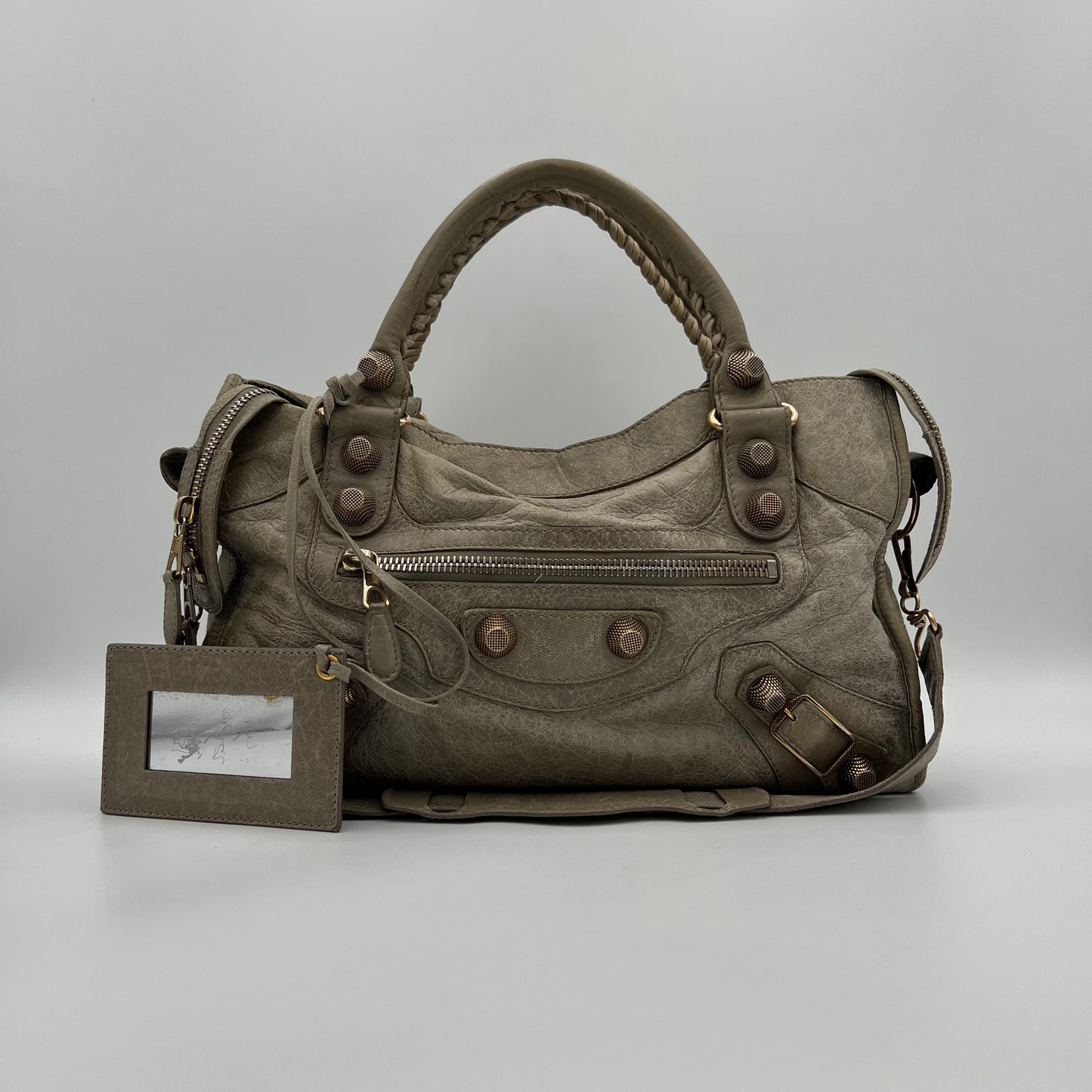 Balenciaga Light Gray Leather Giant 21 City Bag