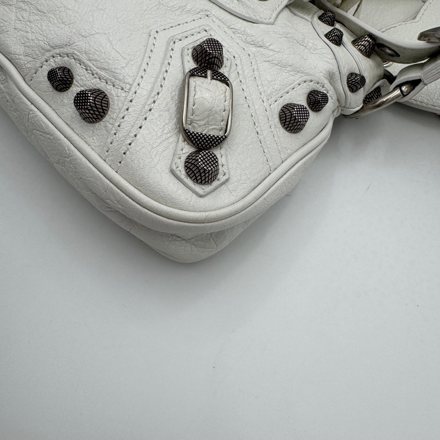 Balenciaga White Leather Small Neo Cagole SHW