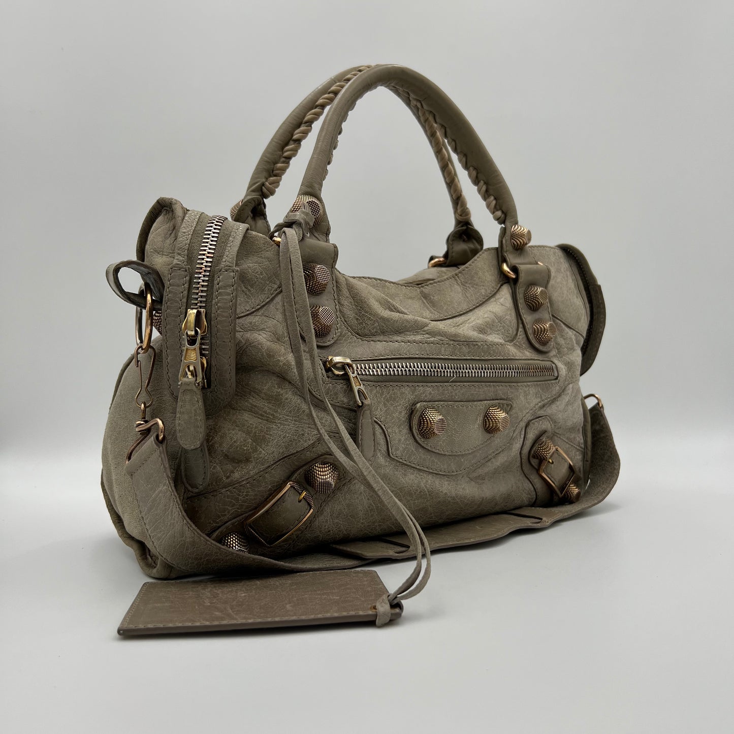 Balenciaga Light Gray Leather Giant 21 City Bag