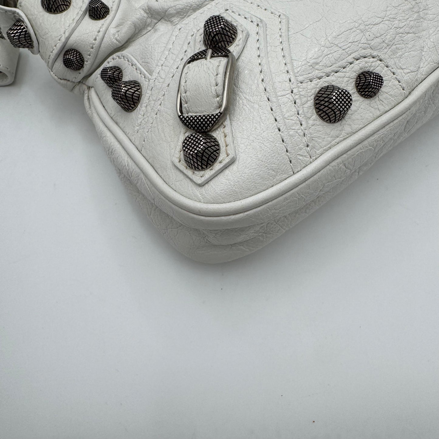 Balenciaga White Leather Small Neo Cagole SHW