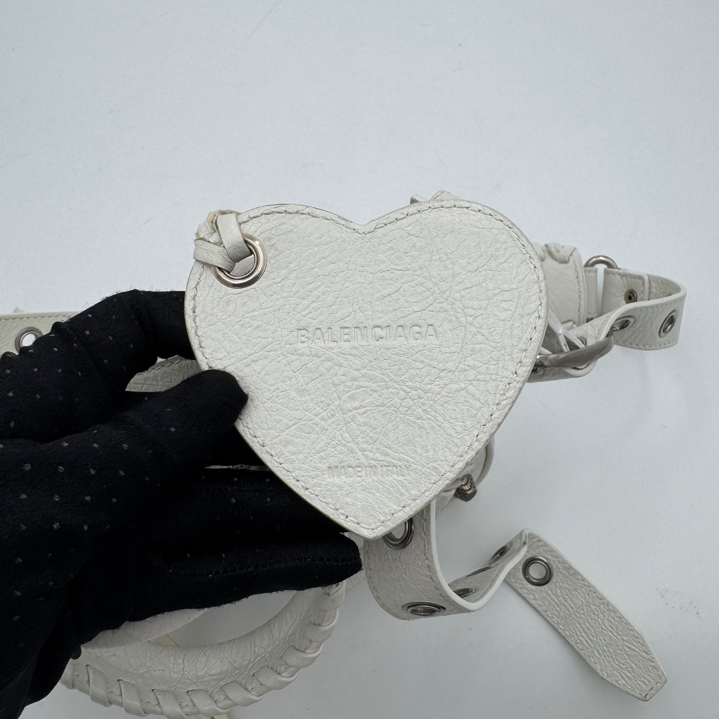 Balenciaga White Leather Small Neo Cagole SHW