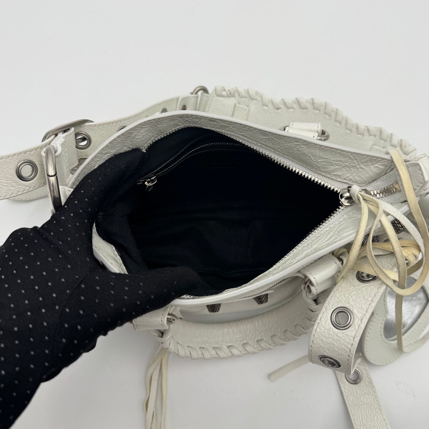 Balenciaga White Leather Small Neo Cagole SHW