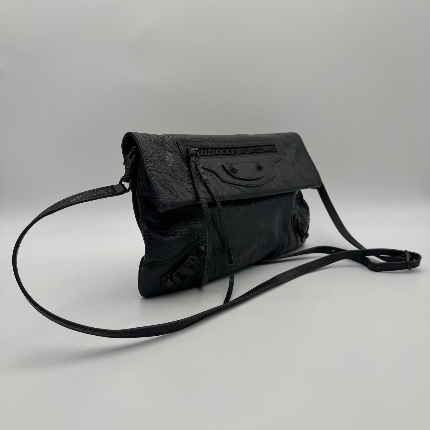 Balenciaga Gray Leather Envelope Clutch