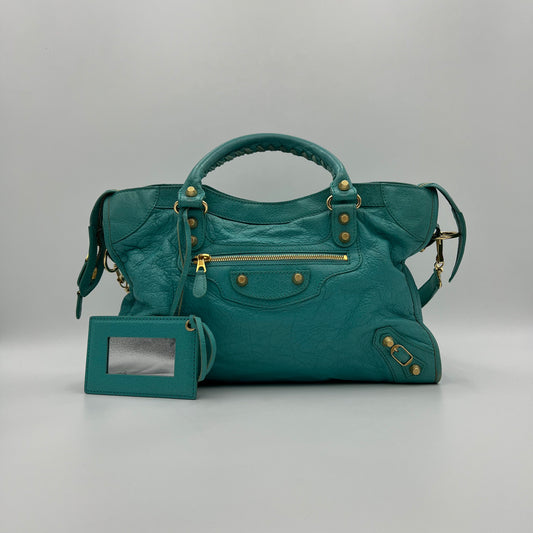Balenciaga Turquoise Leather Giant 12 City Bag GHW