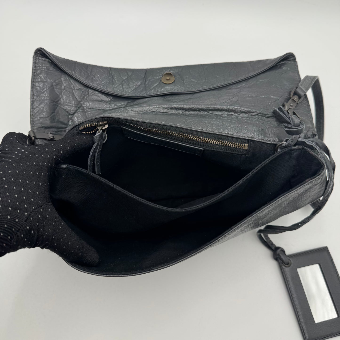 Balenciaga Gray Leather Envelope Clutch