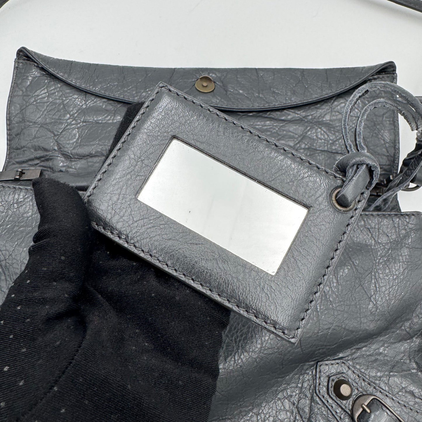 Balenciaga Gray Leather Envelope Clutch