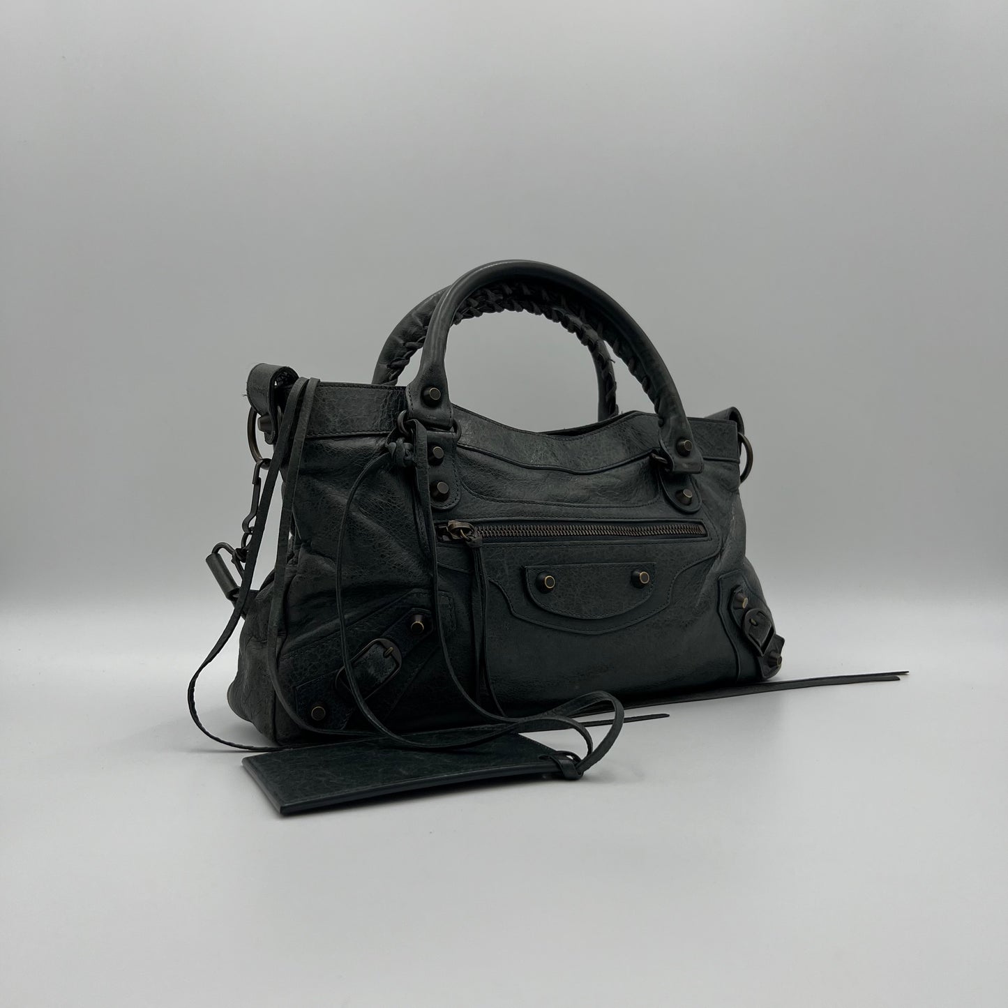 Balenciaga Green Gray Leather Classic The First Bag