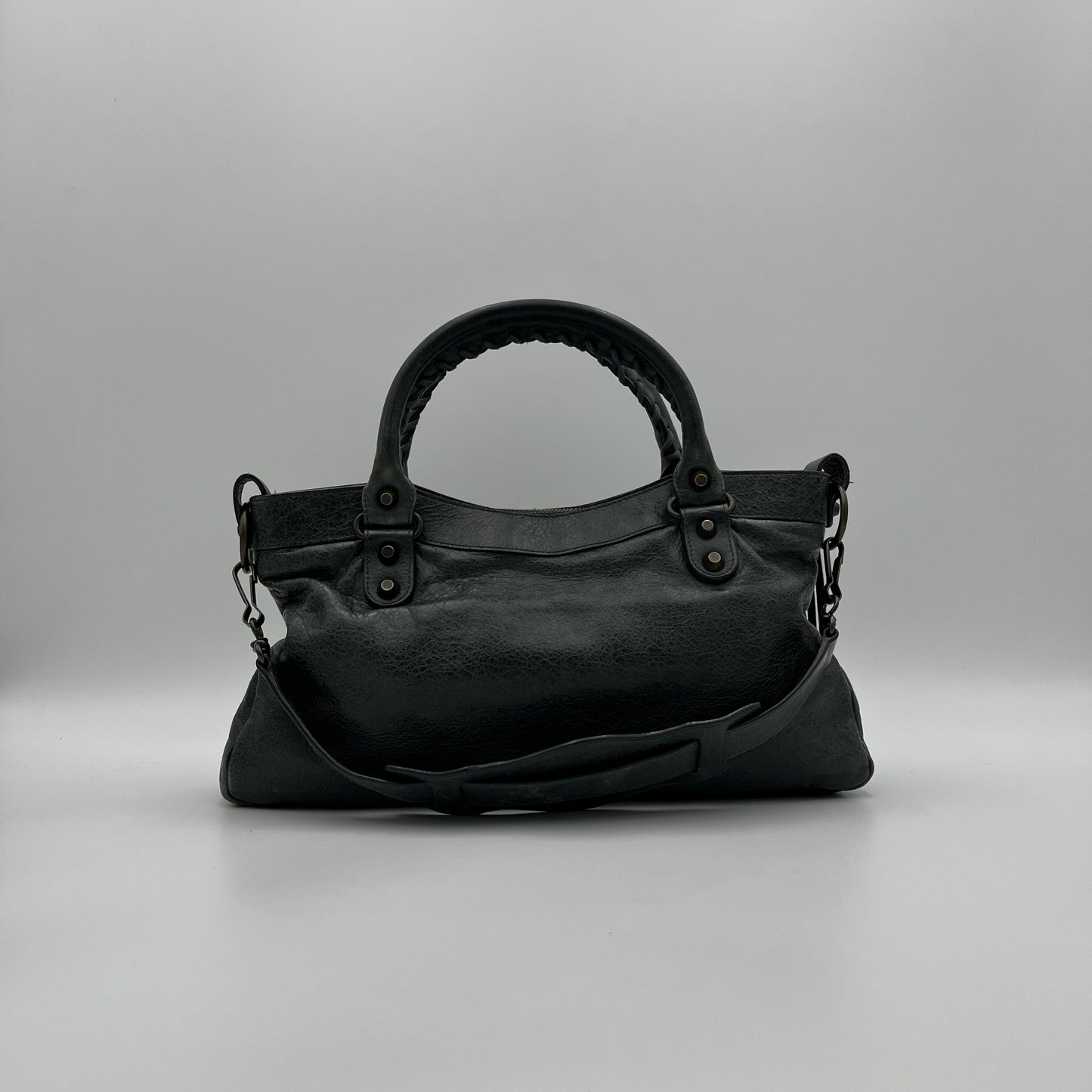 Balenciaga Green Gray Leather Classic The First Bag