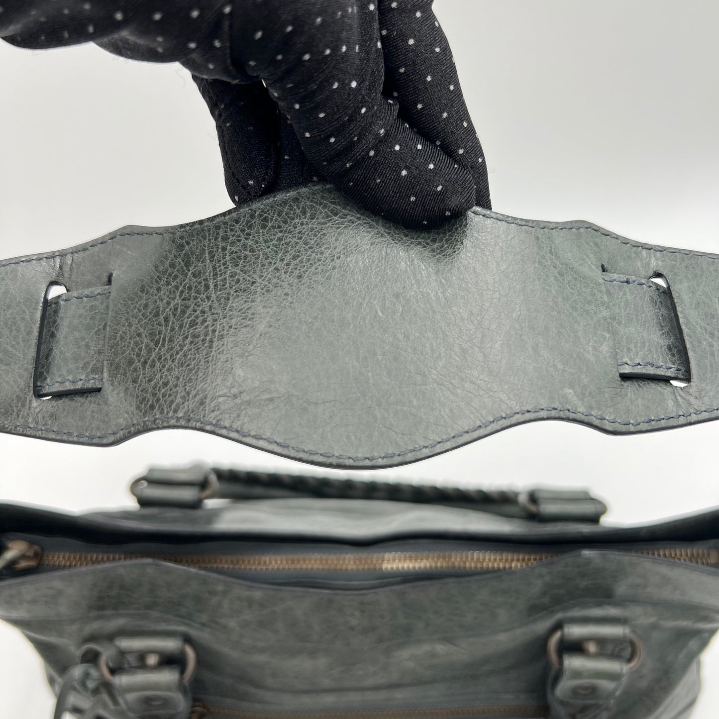 Balenciaga Green Gray Leather Classic The First Bag