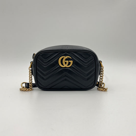 Gucci Black Marmont Matelasse Mini Crossbody