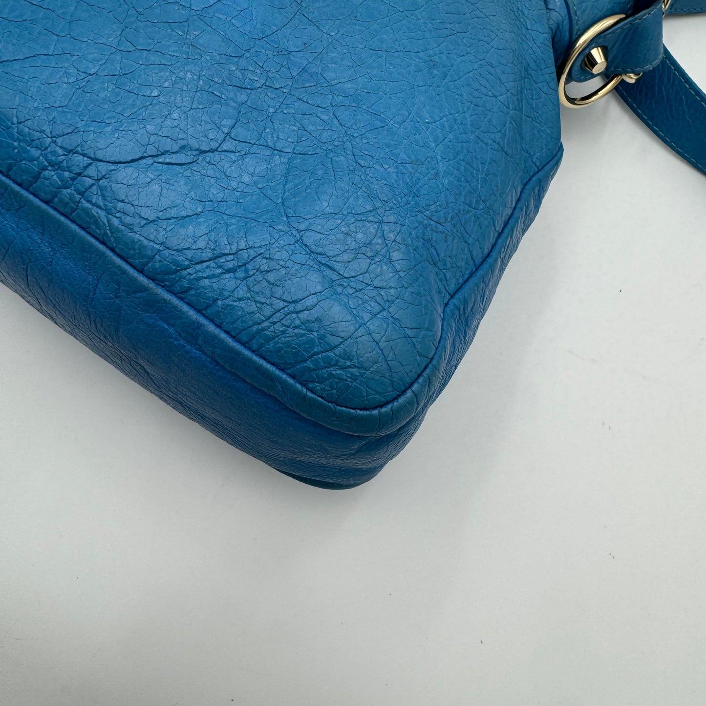 Balenciaga Sky Blue Leather Metallic Hardware Town SHW