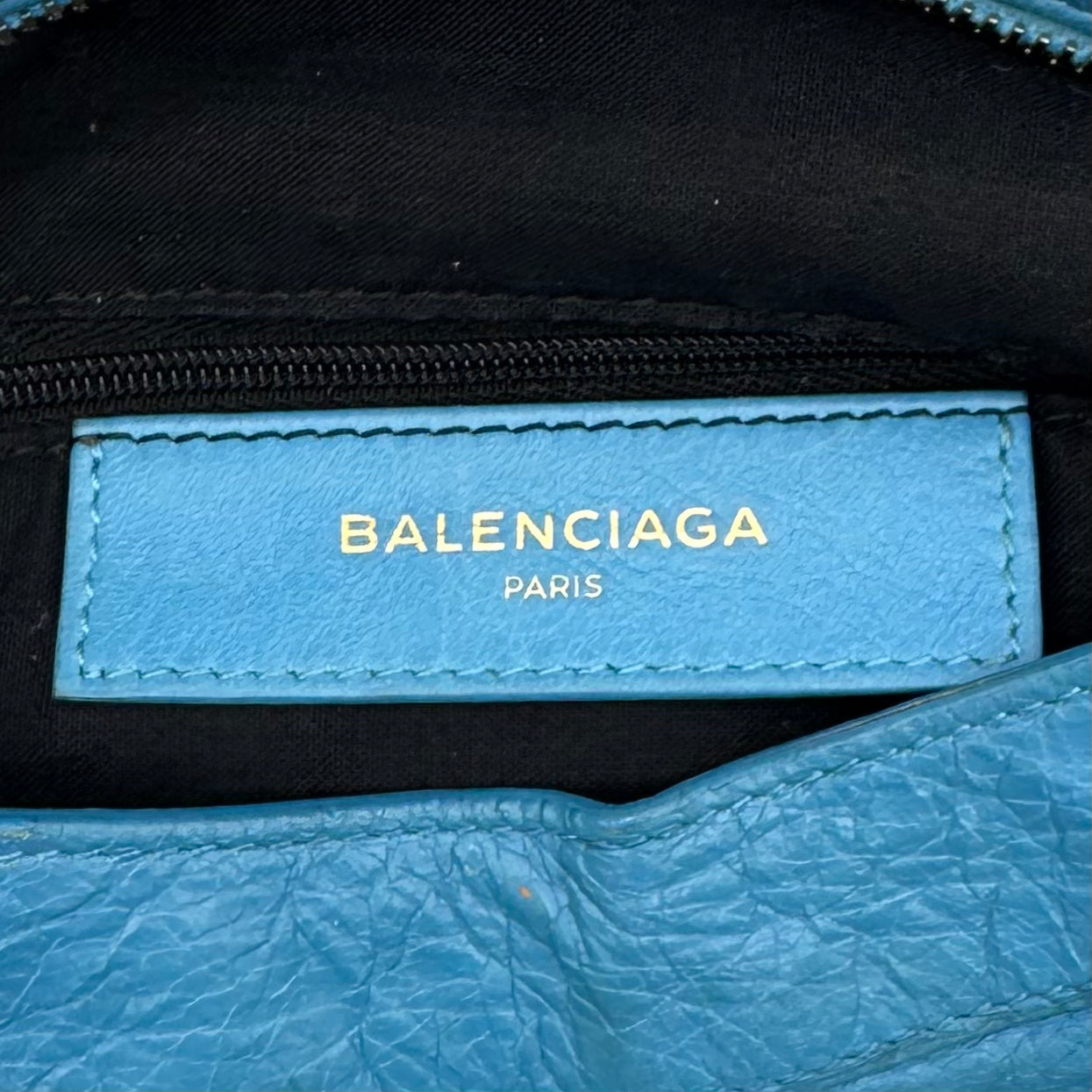 Balenciaga Sky Blue Leather Metallic Hardware Town SHW