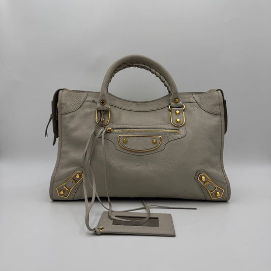 Balenciaga Light Gray Metallic Edge City GHW
