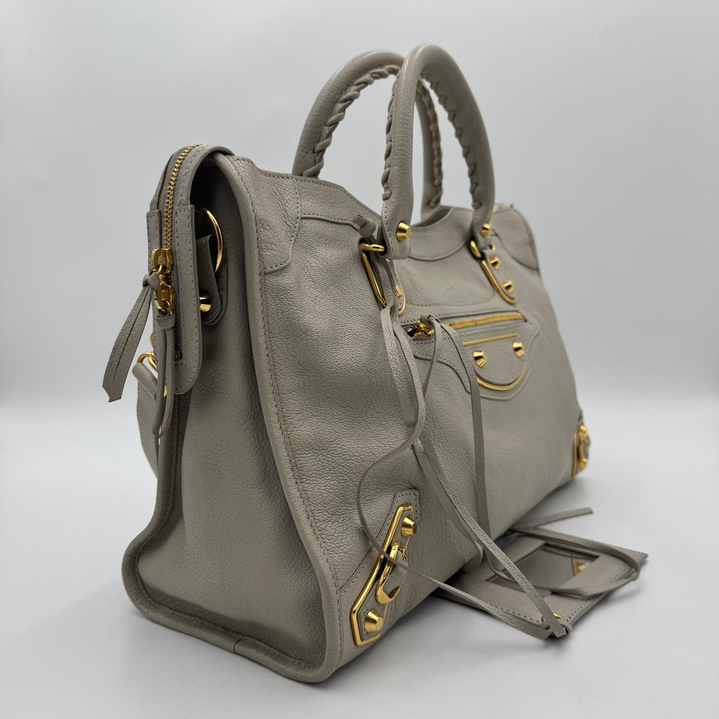 Balenciaga Light Gray Metallic Edge City GHW