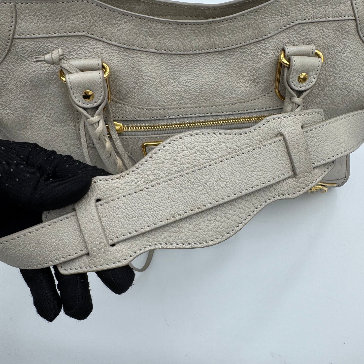 Balenciaga Light Gray Metallic Edge City GHW
