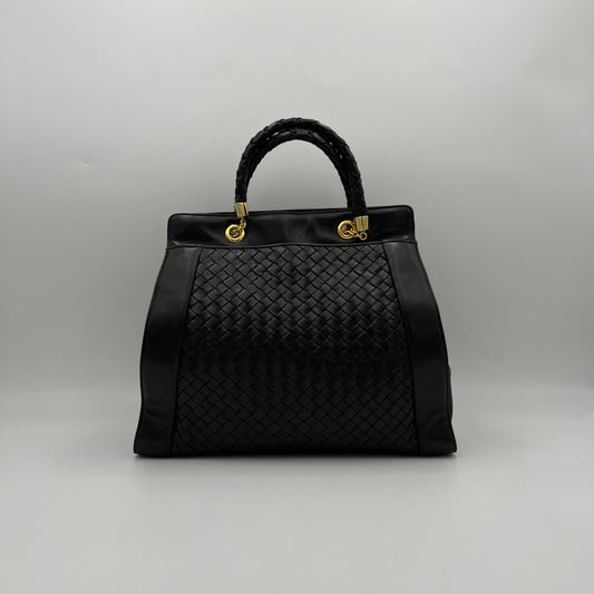 Bottega Veneta Black Intrecciato Handbag