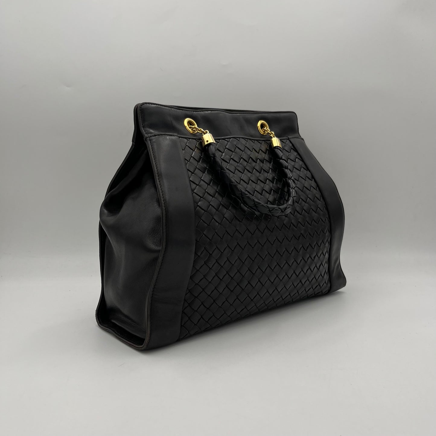 Bottega Veneta Black Intrecciato Handbag