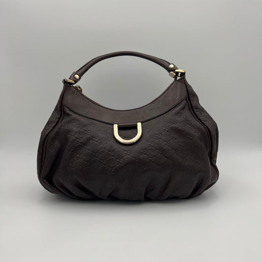 Gucci Brown Guccissima Leather Abbey D-Ring Hobo Shoulder Bag