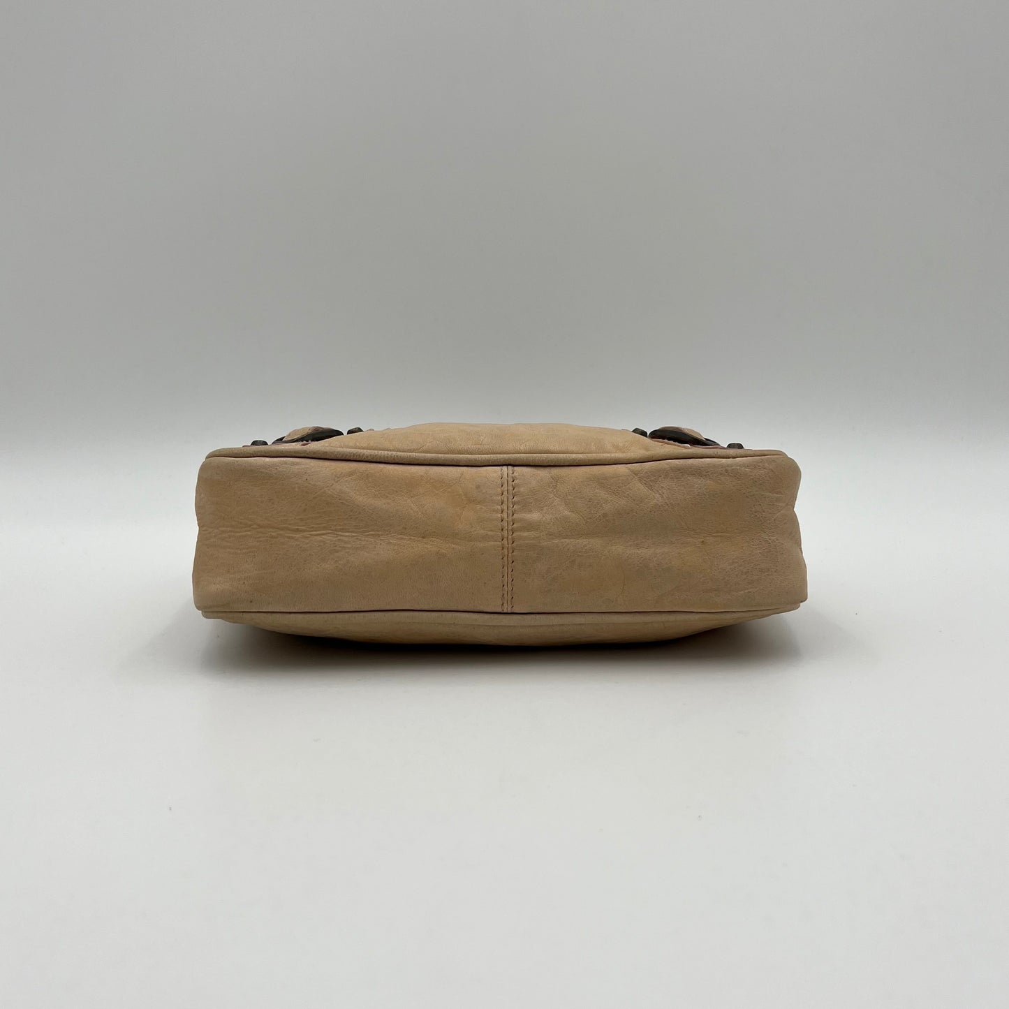 Balenciaga Beige Leather Pink Gum Seal Hip The Shoulder Bag