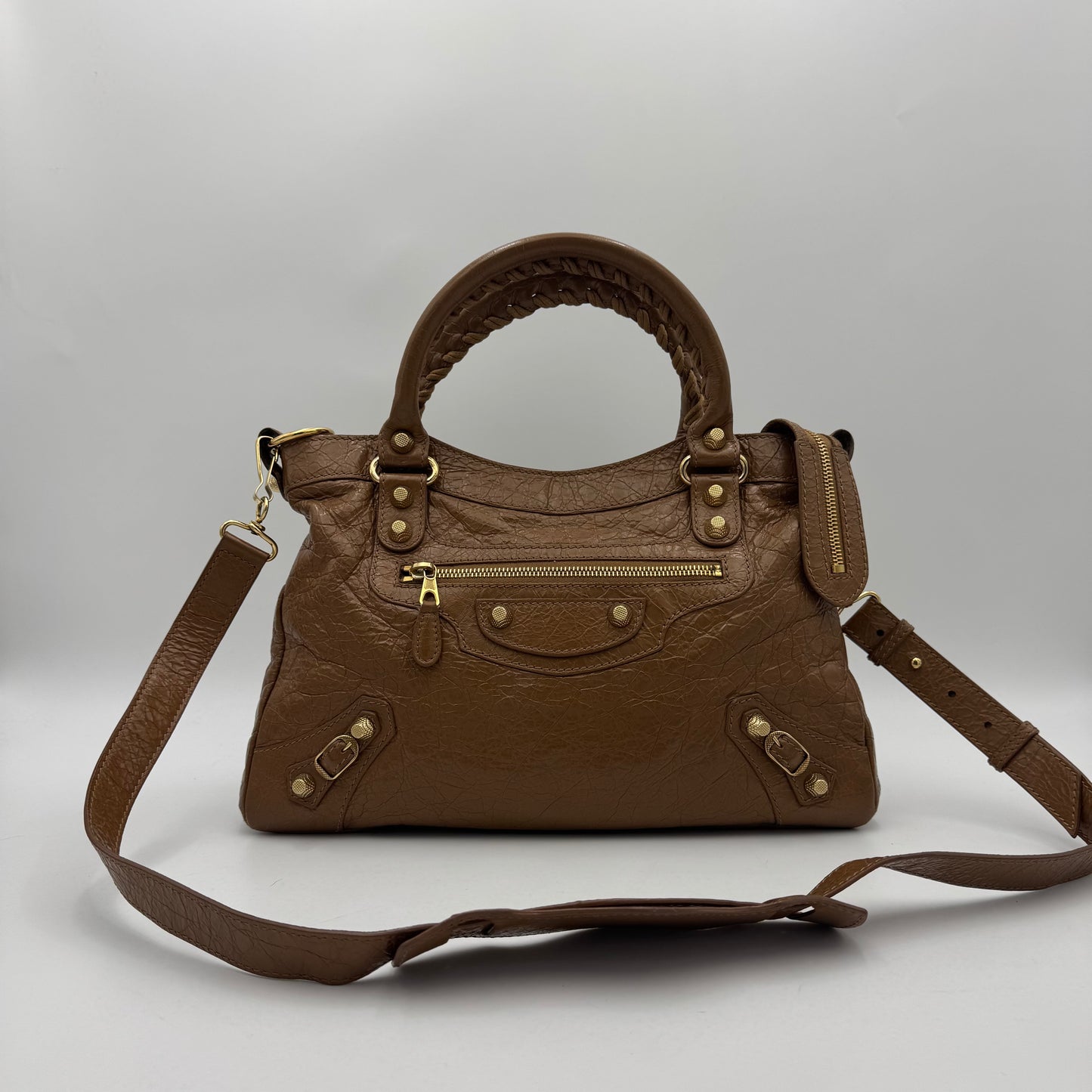 Balenciaga Camel Brown Leather Giant 12 Town Bag GHW