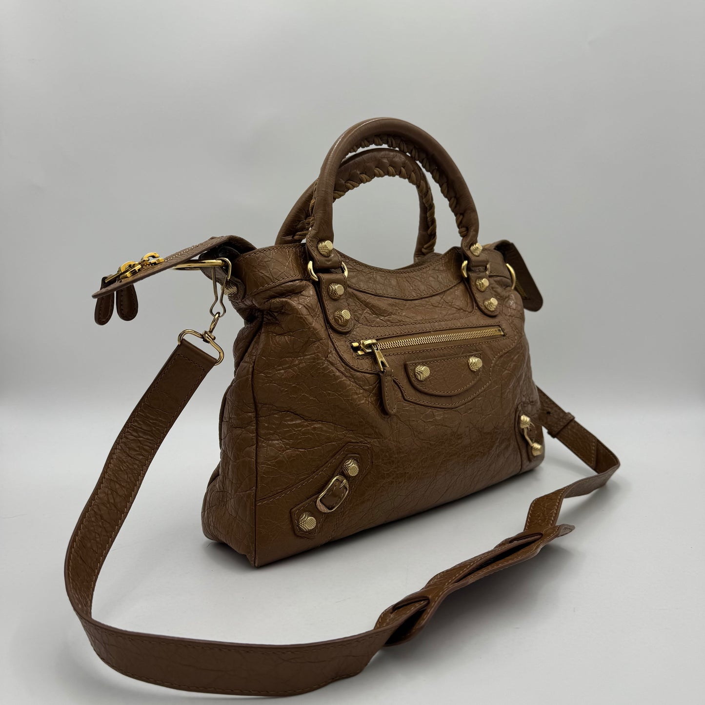 Balenciaga Camel Brown Leather Giant 12 Town Bag GHW
