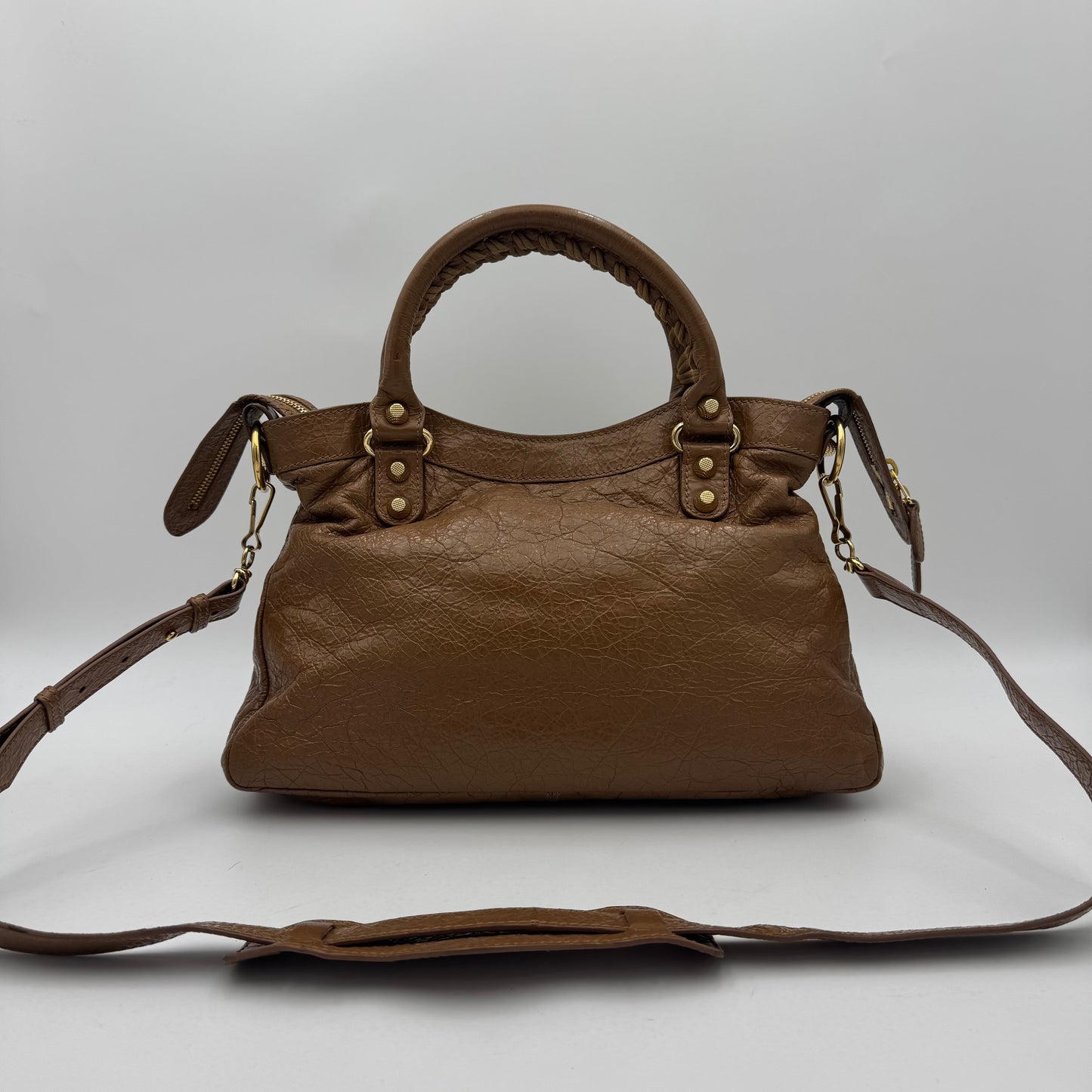 Balenciaga Camel Brown Leather Giant 12 Town Bag GHW